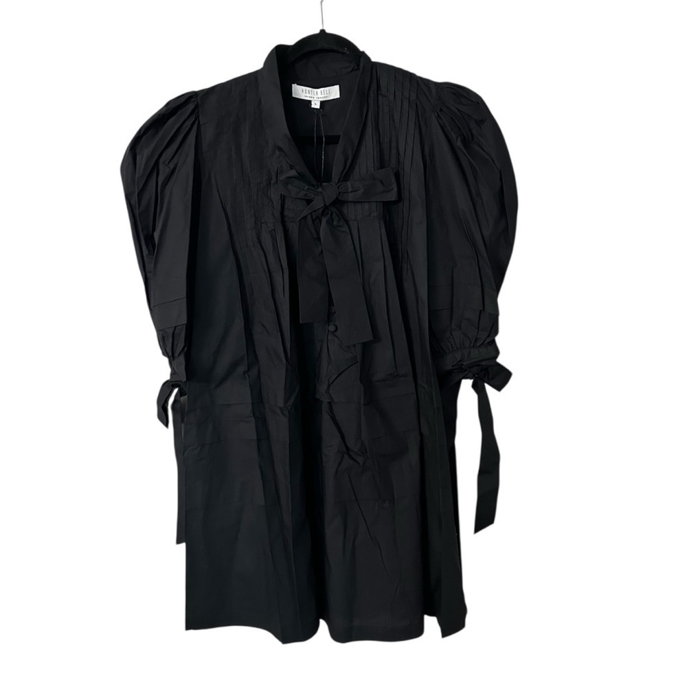Hunter Bell NYC Women’s Black Puff Shoulder Tie Detail Dress Sz L NWT